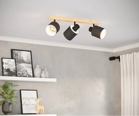 Bodové svietidlo v čiernej a prírodnej farbe 5x48 cm BATALLAS - EGLO