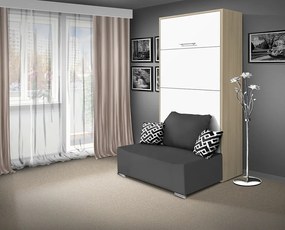 Nabytekmorava Sklápacia posteľ s pohovkou VS 21058P 200x90 farba pohovky: Sivá, Farebné provedení: Agát / dvere biele