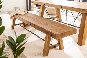 Masívna jedálenská lavica Finca z borovice vintage hnedá 165 cm