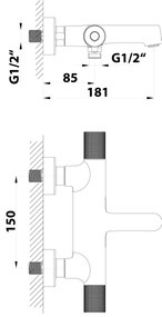 Sapho Sapho, SOLARIS nástenná vaňová batéria, čierna matná/chróm, WD010BC