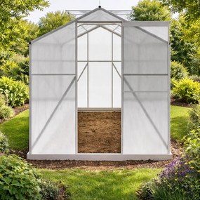 Skleník so základňou BestBerg BBGH‑1206S / 7,05 m² / 371 × 190 × 194 cm / strieborná