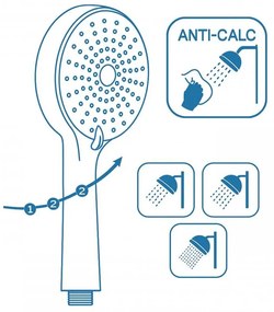 Erga Fanki, 3-funkčná ručná sprchová hlavica, chróm, ERG-YKA-BP.FANKI-CHR