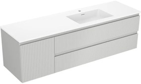 Mexen Rivel, kúpeľňová skrinka 160 cm s pravým umývadlom Otis, 2S, 1D, drážkovaná, šedá/biela matná, 91A23-16047-3-BBFFF62-W18P01