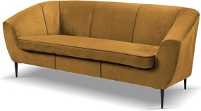 Trojmiestna pohovka Olivio, horčicovo žltá zamatová látka