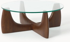 Okrúhly drevený konferenčný stolík so sklenenou doskou Miya