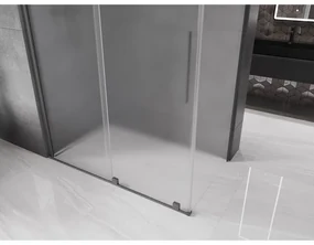 Mexen Velar, sprchový kút s posuvnými dverami 160 x 75 cm, 8mm sklo námraza, brúsený grafit, 871-160-075-31-95