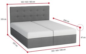 Čalúnená posteľ DOUBLE 1 + úložný priestor + matrac - cosmic160 / 180x200