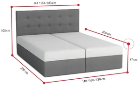 Čalúnená posteľ DOUBLE 1 + úložný priestor + matrac - cosmic160 / 160x200