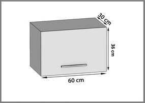Kuchynská skrinka Belini nad digestor 60 cm šedý mat  TOR SGP60/2/WT/SR/0/B1