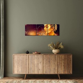 Obraz - Zlatý makeup (s hodinami) (90x30 cm)