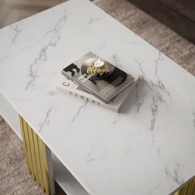 KONFERENČNÝ STOLÍK CHARLES BIELY MRAMOR + ZLATÝ