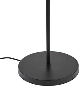Japandi stojacia lampa čierna s hnedým látkovým tienidlom - Bida