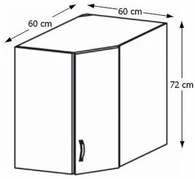Horná rohová kuchynská skrinka Royal G60N - biela / sosna nordická