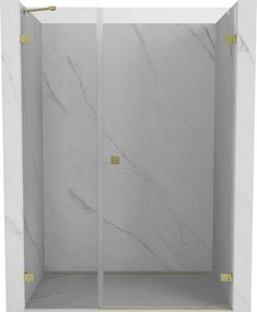 Mexen Lunar-B, pravé otočné sprchové dvere 140 cm, 8mm číre sklo, zlatý matný profil, 832S-140-050-55-00-P
