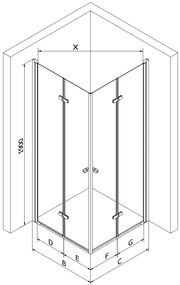 Mexen Lima Duo sprchovací kút 70 x 70 cm, 6mm sklo, číre sklo / zlatý profil, 856-070-070-50-00-02