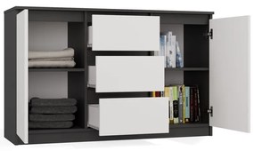 Komoda Malwa 2D3S 120 cm antracit/bílá