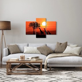 Obraz žirafy pri západe slnka (90x60 cm)