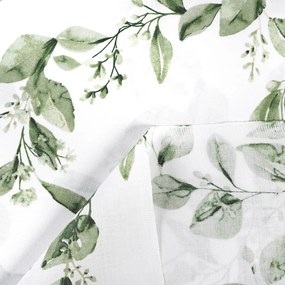 Biante Bavlnený záves Sandra SA-422 Zelené listy na bielom 140x200 cm