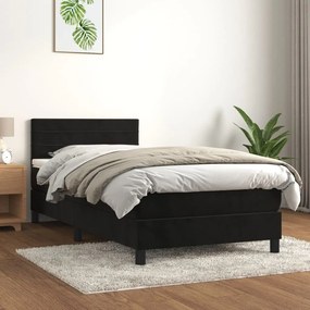 Posteľný rám boxspring s matracom čierny 90x190 cm zamat 3141337