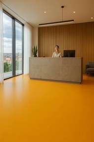 Lentex, PVC podlaha - lino Flexar PUR 603-08 oranžová, na mieru, šíře 2m,4m, oranžová, bez podkladu, kancelária