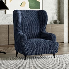 Bielastické poťahy MOSAICO modré kreslo ušiak (š. 60 - 110 cm)