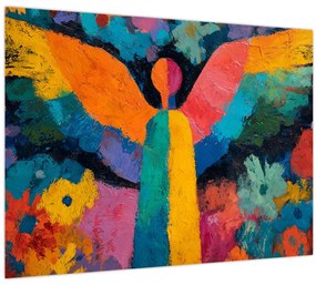 Obraz - Abstraktný anjel s kvetmi (70x50 cm)