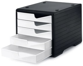 Triediaci box, 5 zásuviek, čierna/biela
