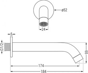 Mexen Kai, podomietková sprchová/vaňová sada DR70 s dažďovou sprchou 25 cm, biela, 77602DR70251-20