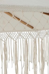 Biely slnečník so drevenou tyčou a strapcami Macrame - ∅ 200 250 cm