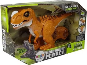 LEAN Toys Diaľkovo ovládaný dinosaurus R/C, hnedý, so zvukom a svetlom, tyranosaurus