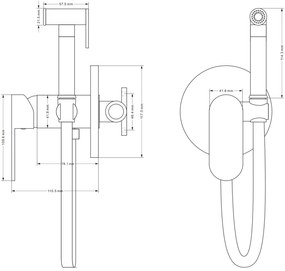 Mexen Milo, podomietková bidetová batéria s ručnou spŕškou, čierna matná, 7599350-70