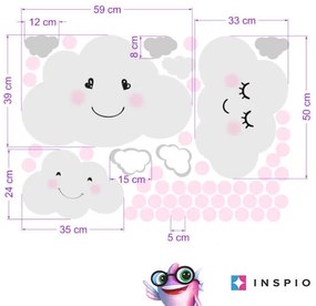 Nálepka na stenu - Obláčiky s bodkami