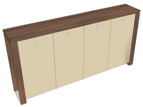 Stredná šatníková skriňa Verno+ S 260 x 46 x 130 cm, sklenené dvere, orech / vanilka