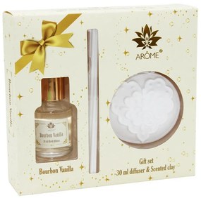 Arome Darčekový set difuzéra 30 ml a vonného ílu, Bourbon Vanilla