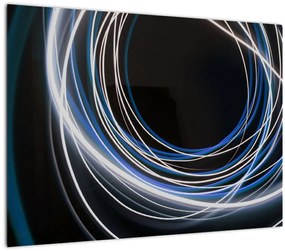 Sklenený obraz modrých liniek (70x50 cm)