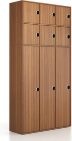 Nadstavba pre skrine FRAME, 6x dvere, 1299 x 450 x 854 mm, kódový zámok, orech