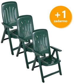 Umelohmotná záhradná stolička 3+1 zadarmo - zelená