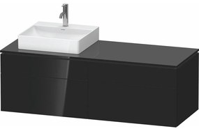 DURAVIT L-Cube závesná skrinka pod umývadlo na dosku (umývadlo vľavo), 4 zásuvky, 1420 x 550 x 482 mm, čierna vysoký lesk, LC4870L40400000