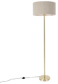 Stojaca lampa mosadzná s tienidlom z bouclé taupe 50 cm - Simplo