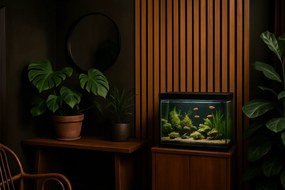 3D Drevené lamely na stenu na filci 255x46cm - Orech TOSKÁNSKY