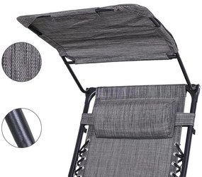 Zero gravity stolička s markízou a držiakom na pohár, 2 ks, viac farieb, sivá