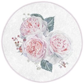 Bielo-ružový prateľný okrúhly koberec vhodný pre robotické vysávače ø 100 cm Comfort – Mila Home