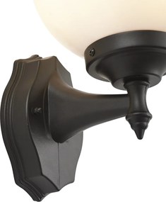 Klasické vonkajšie nástenné svietidlo čierne s opálovým sklom IP44 - Champs