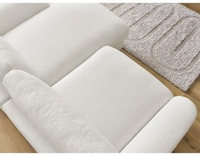 Biela rohová pohovka z textílie buklé (pravý roh/s leňoškou) Leonore – Bobochic Paris