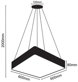 LED Luster na lanku LED/65W/230V 4000K 60x60 cm