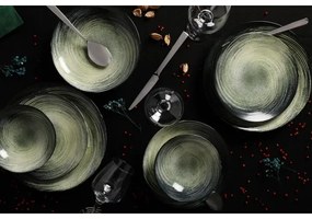 Jedálenská sada 24 ks zelená/čierna/porcelán