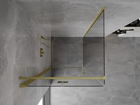 Mexen Mist-F T, 1-krídlový skladací sprchový kút ľavý 100 x 100 cm, číre sklo, zlatý matný profil, 8A6T-100-100-55-00-L