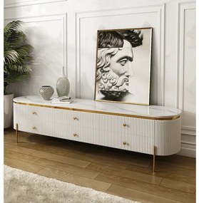 TV STOLÍK GASTON ZLATÉ NOHY + BIELA + SYNTETICKÝ MRAMOR