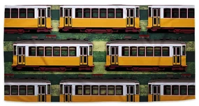 Sablio Uterák Lisabonské historické električky Zelený Pattern - 50x100 cm