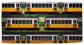 Sablio Uterák Lisabonské historické električky Zelený Pattern - 50x100 cm